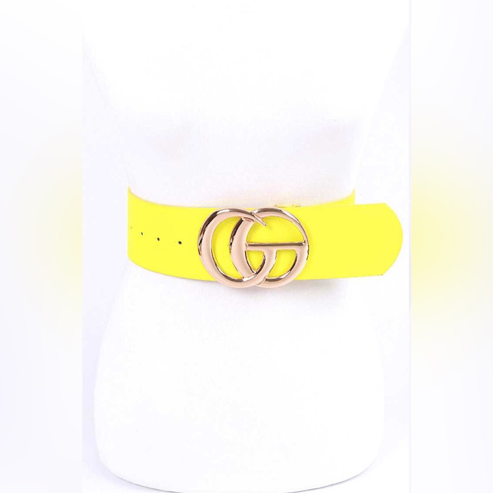 Neon Logo Vegan Leather Statement Belt